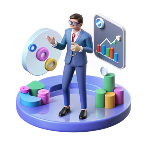 Icono en 3d de un profesional visionario